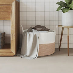 vidaXL Storage Basket Brown and White Ø51x33 cm Cotton 3