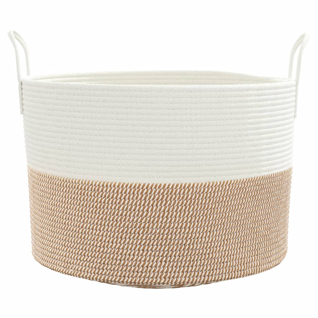 vidaXL Storage Basket Brown and White Ø51x33 cm Cotton 4
