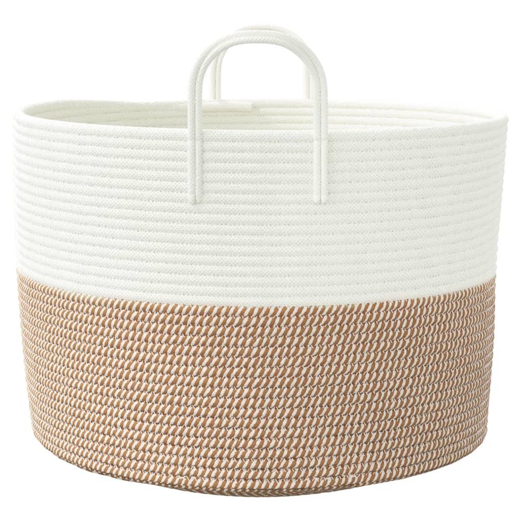 vidaXL Storage Basket Brown and White Ø51x33 cm Cotton 5