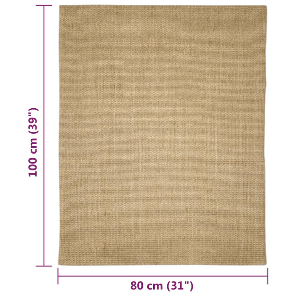 Sisal Rug for Scratching Post Width 80 cm Light Brown 100 cm
