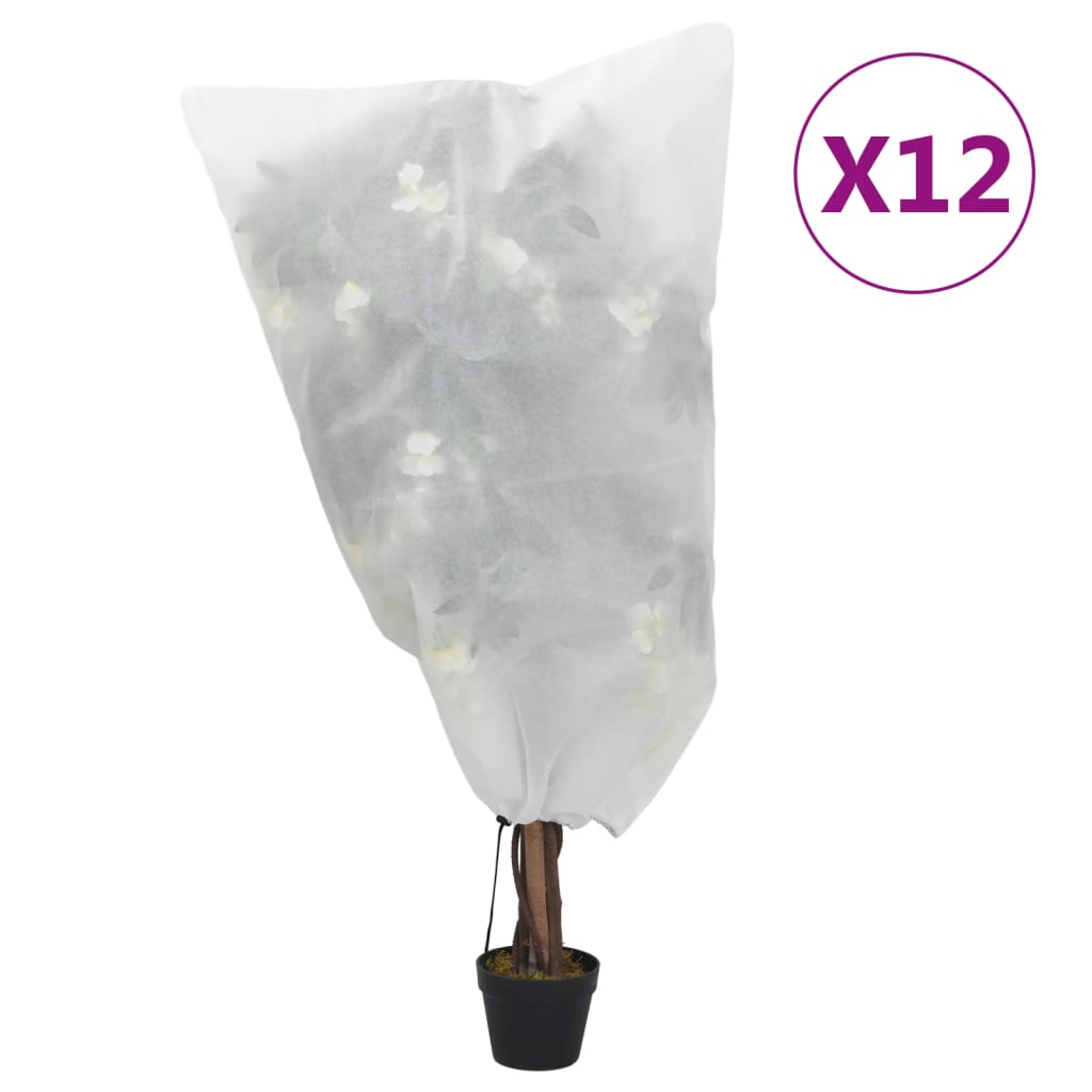 vidaXL Plant Fleece Covers with Drawstring 12 pcs 70 g/m² 0.8x0.8 m 1