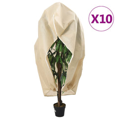 Plant Fleece Covers with Zip 70 g/m² 1x1.55 m Beige 10 pcs 1.2 m 1.8 m
