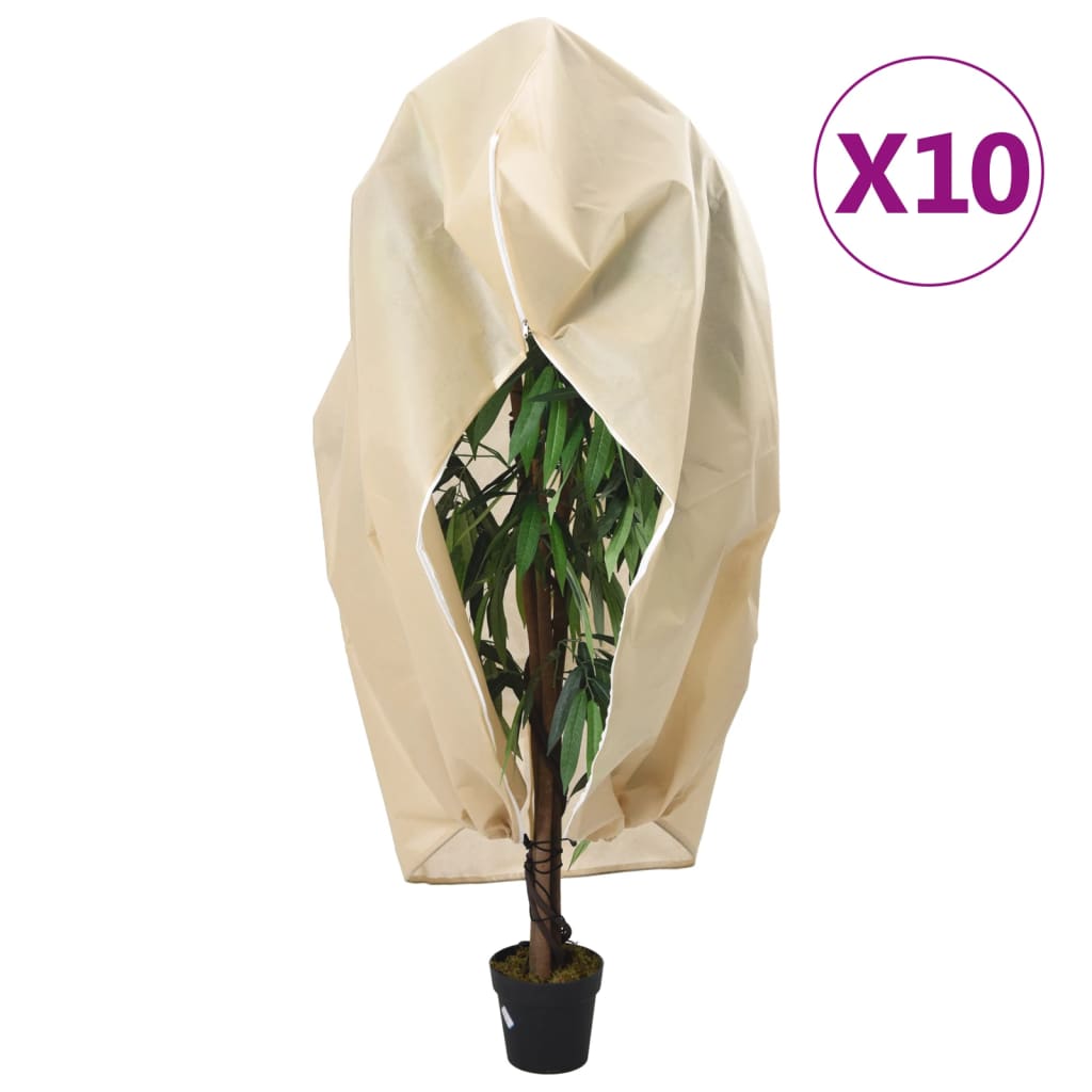 Plant Fleece Covers with Zip 70 g/m² 1x1.55 m Beige 10 pcs 2.36 m 2 m