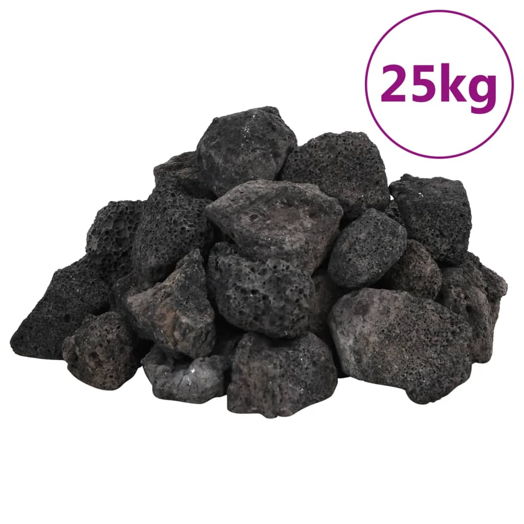 vidaXL Volcanic Rocks 25 kg Black 3-5 cm 2