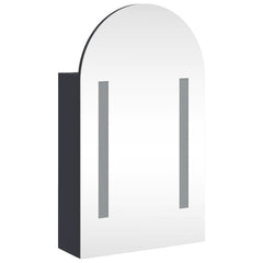 Bathroom Mirror Cabinet with LED Light Arched 42x13x70 cm Grey
