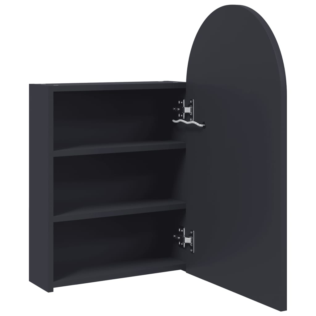 Bathroom Mirror Cabinet with LED Light Arched 42x13x70 cm Grey