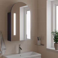 Bathroom Mirror Cabinet with LED Light Arched 42x13x70 cm Grey