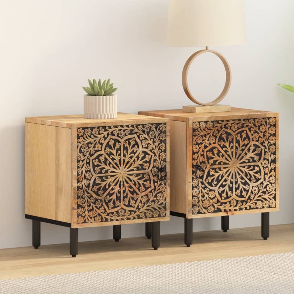 vidaXL Bedside Cabinets 2 pcs 40x33x46 cm Solid Wood Mango 3