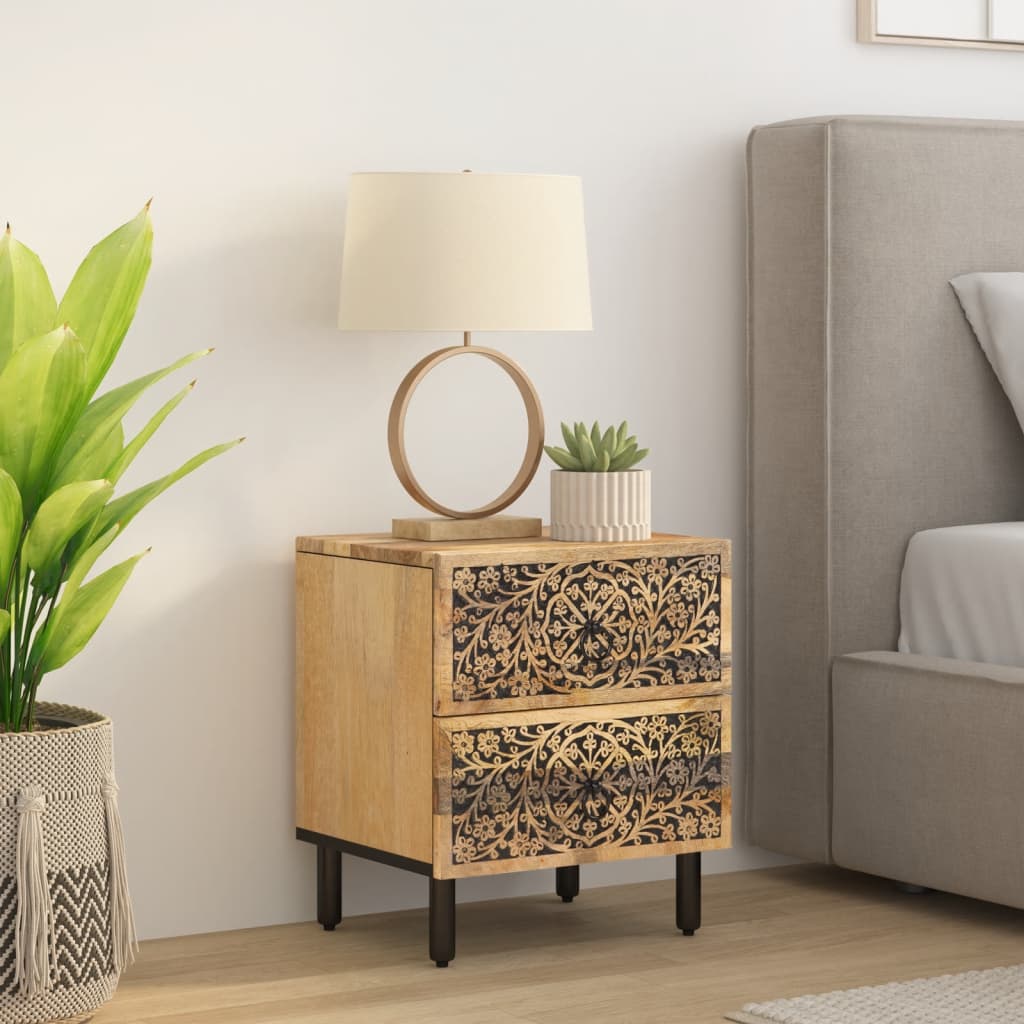 vidaXL Bedside Cabinet 40x33x46 cm Solid Wood Mango 3