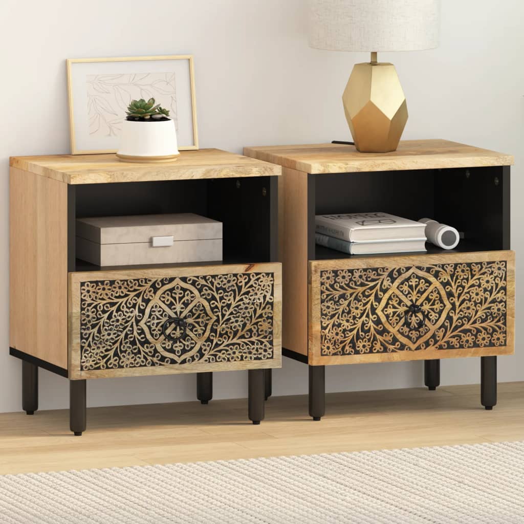 vidaXL Bedside Cabinets 2 pcs 40x33x46 cm Solid Wood Mango 1