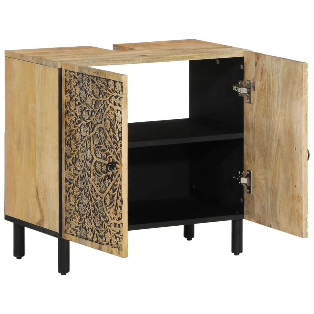 vidaXL Bathroom Sink Cabinet 62x33x58 cm Solid Wood Mango 2
