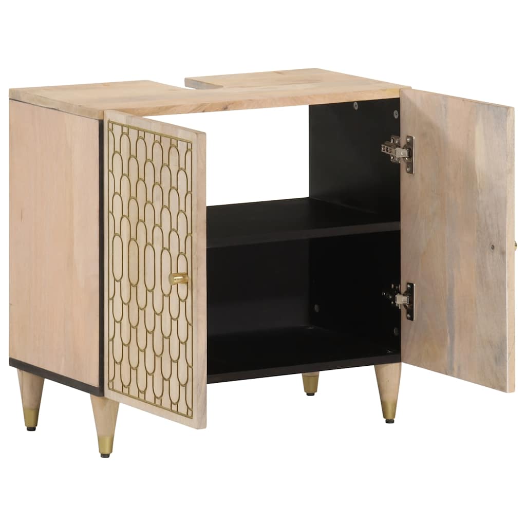 vidaXL Bathroom Sink Cabinet 62x33x58 cm Solid Wood Mango 4