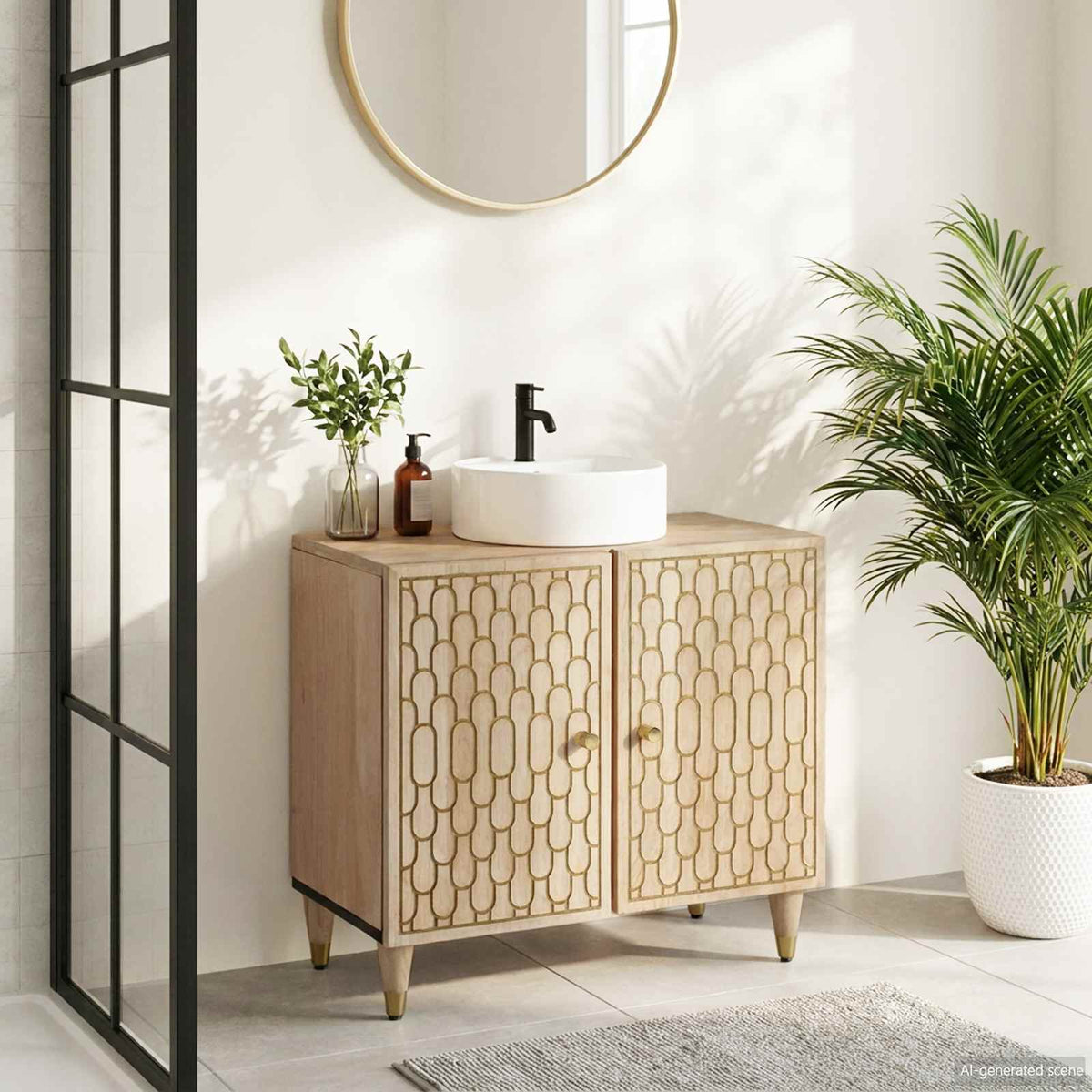 vidaXL Bathroom Sink Cabinet 62x33x58 cm Solid Wood Mango 3