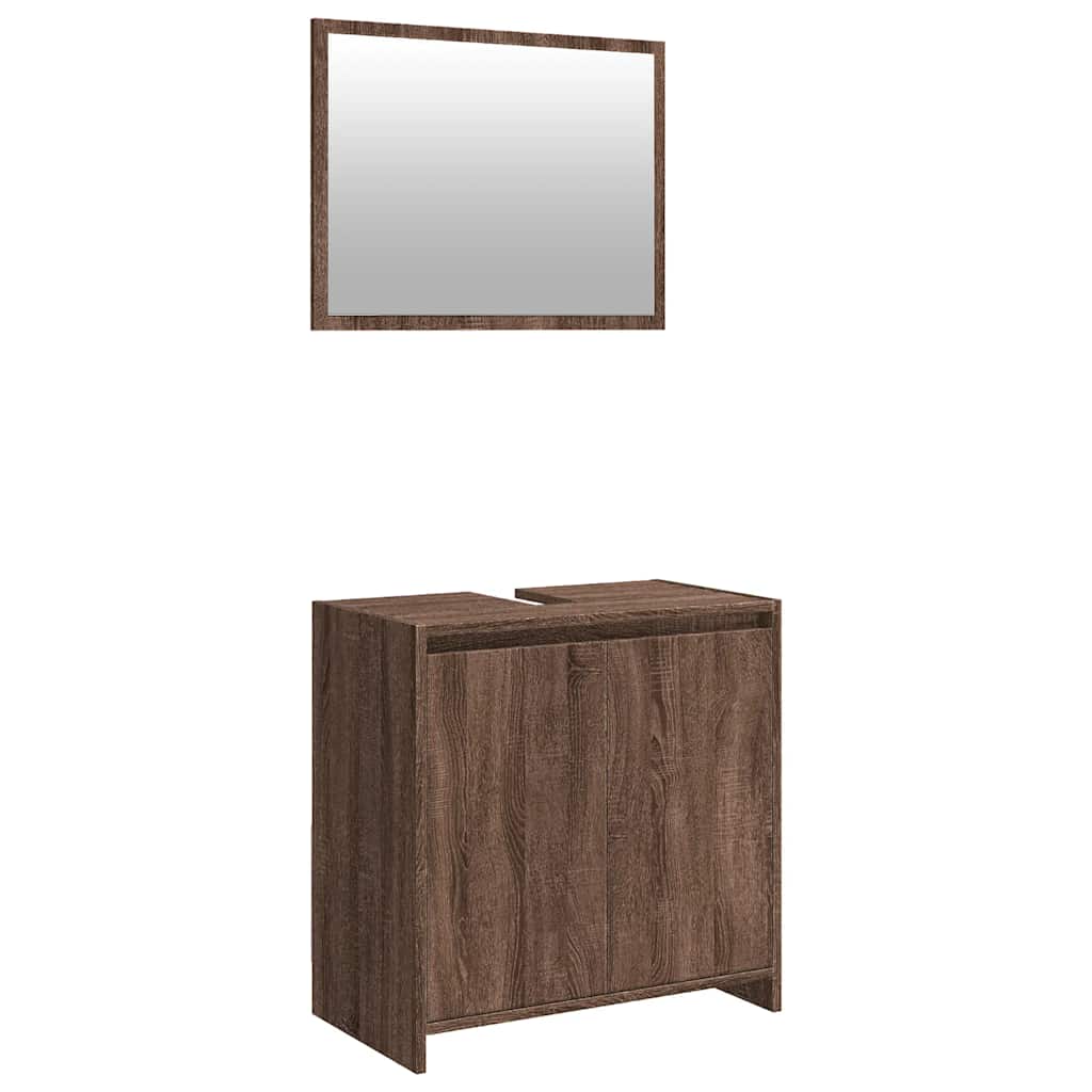 2 Piece Bathroom Furniture Set Engineered Wood