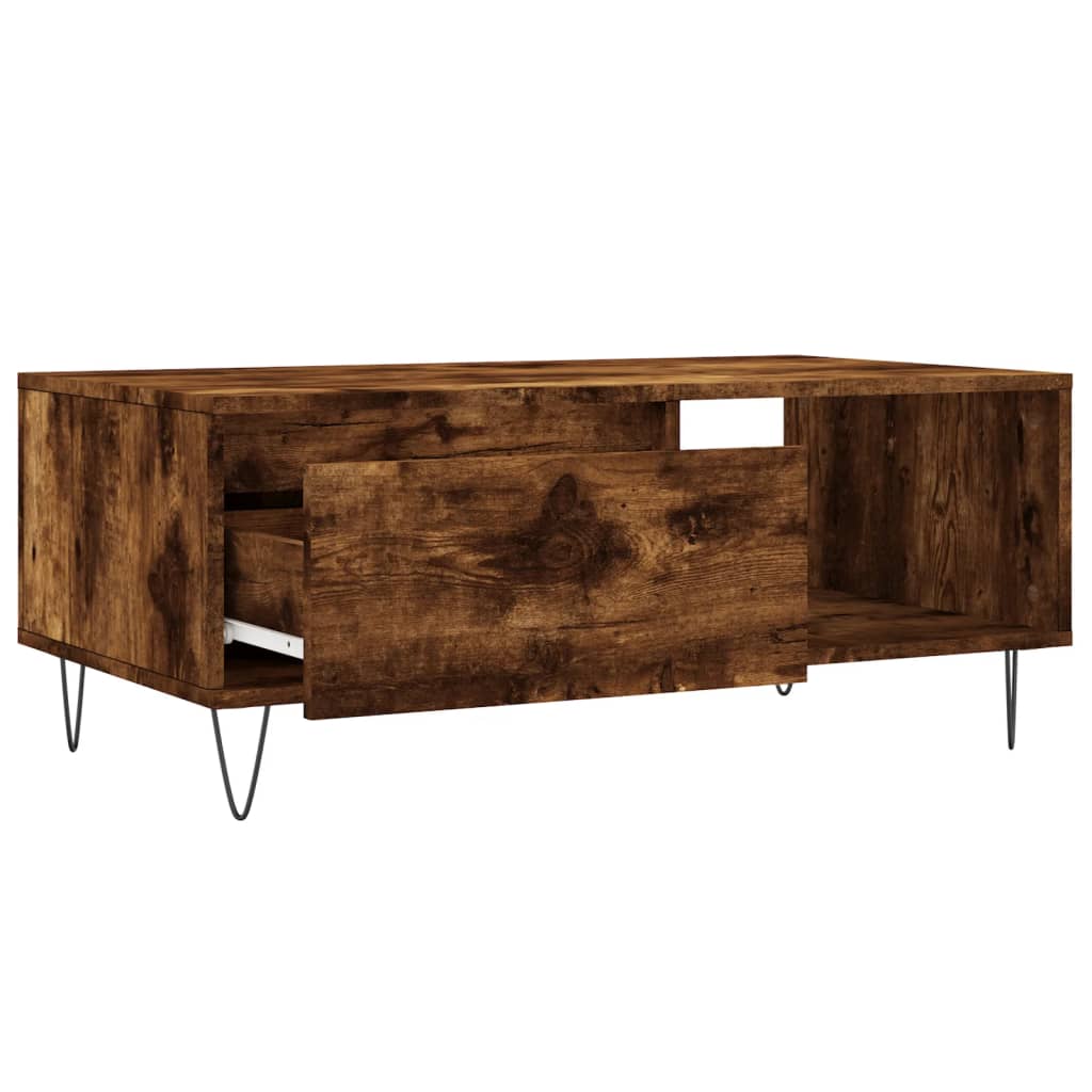 vidaXL Coffee Table Smoked Oak 90x50x36.5 cm Engineered Wood 6