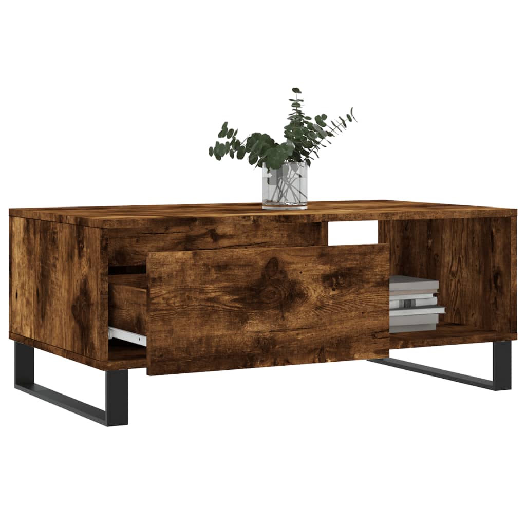 vidaXL Coffee Table Smoked Oak 90x50x36.5 cm Engineered Wood 4