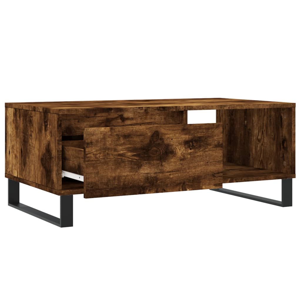 vidaXL Coffee Table Smoked Oak 90x50x36.5 cm Engineered Wood 6