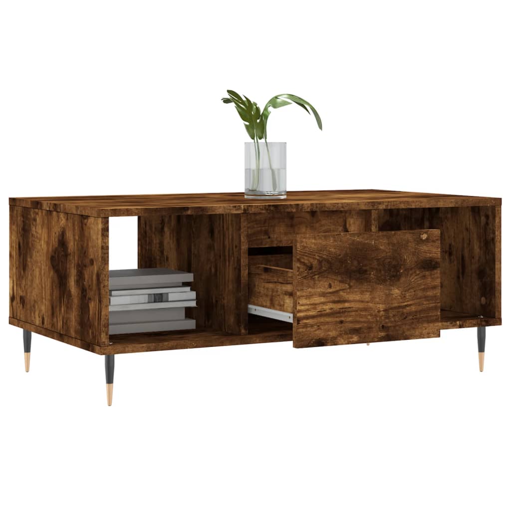 vidaXL Coffee Table Smoked Oak 90x50x36.5 cm Engineered Wood 4