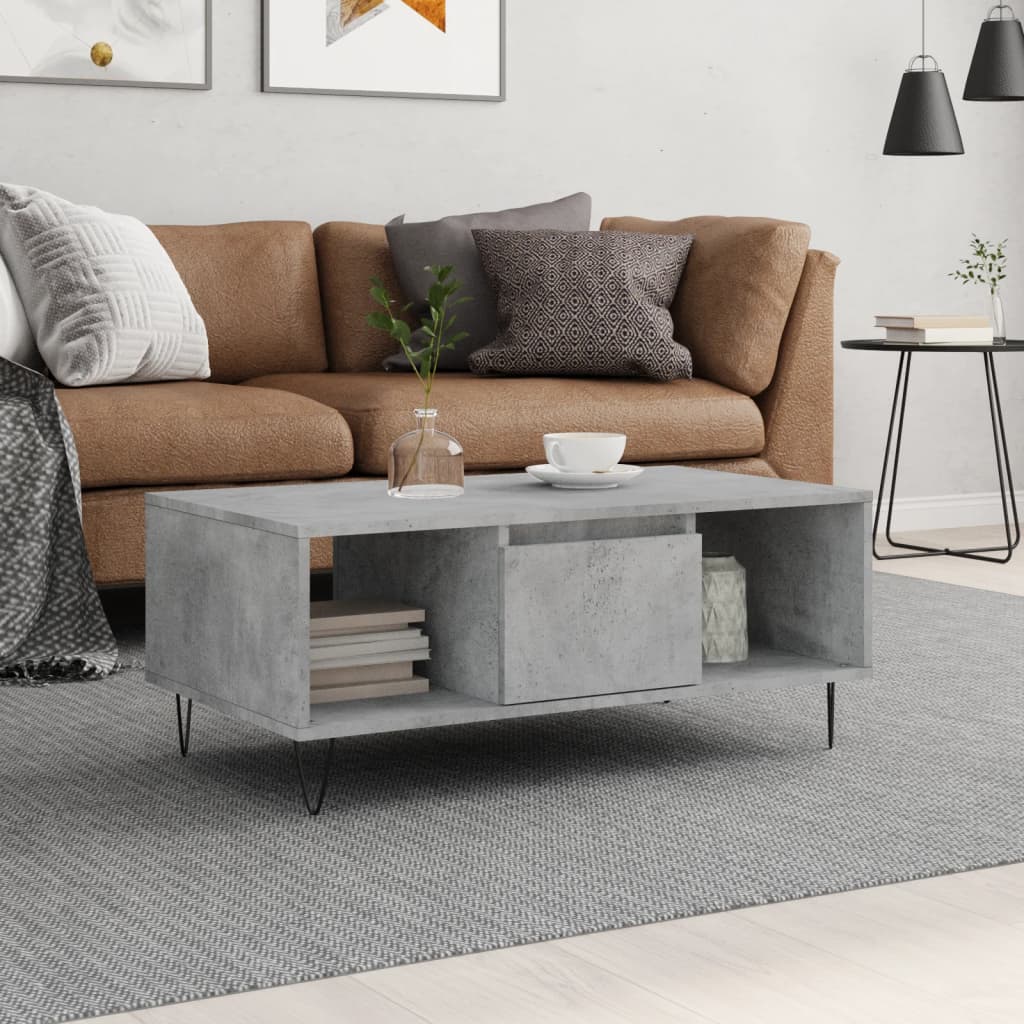 vidaXL Coffee Table Concrete Grey 90x50x36.5 cm Engineered Wood 1