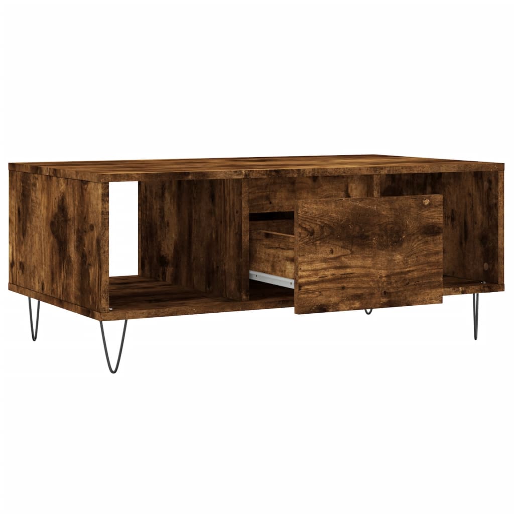 vidaXL Coffee Table Smoked Oak 90x50x36.5 cm Engineered Wood 6