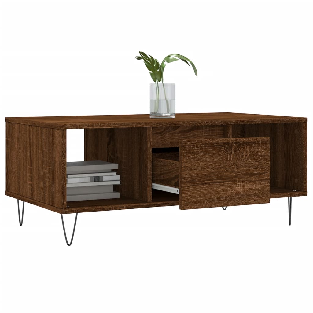 vidaXL Coffee Table Brown Oak 90x50x36.5 cm Engineered Wood 4