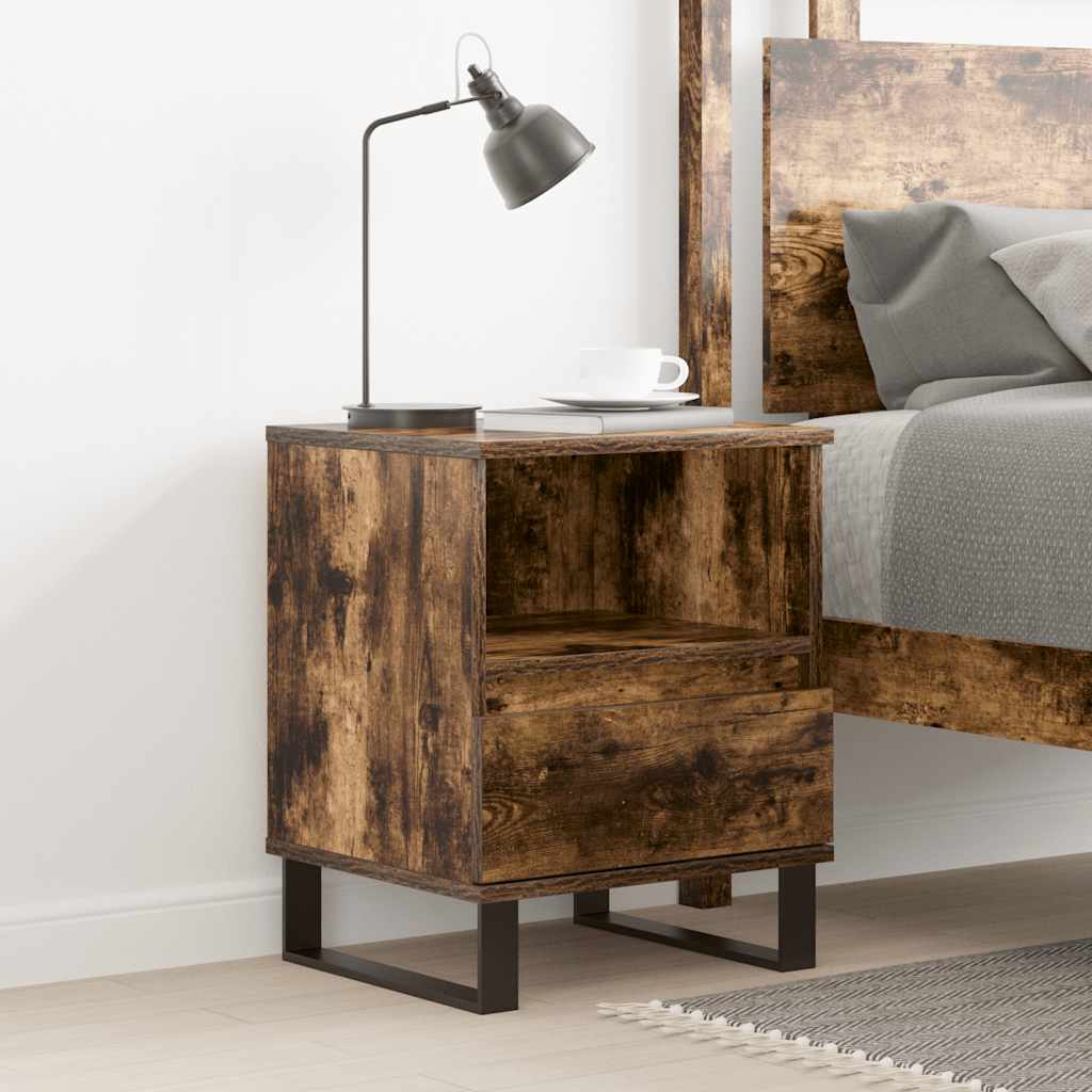 vidaXL Bedside Cabinet Smoked Oak 40x35x50 cm Engineered Wood 1