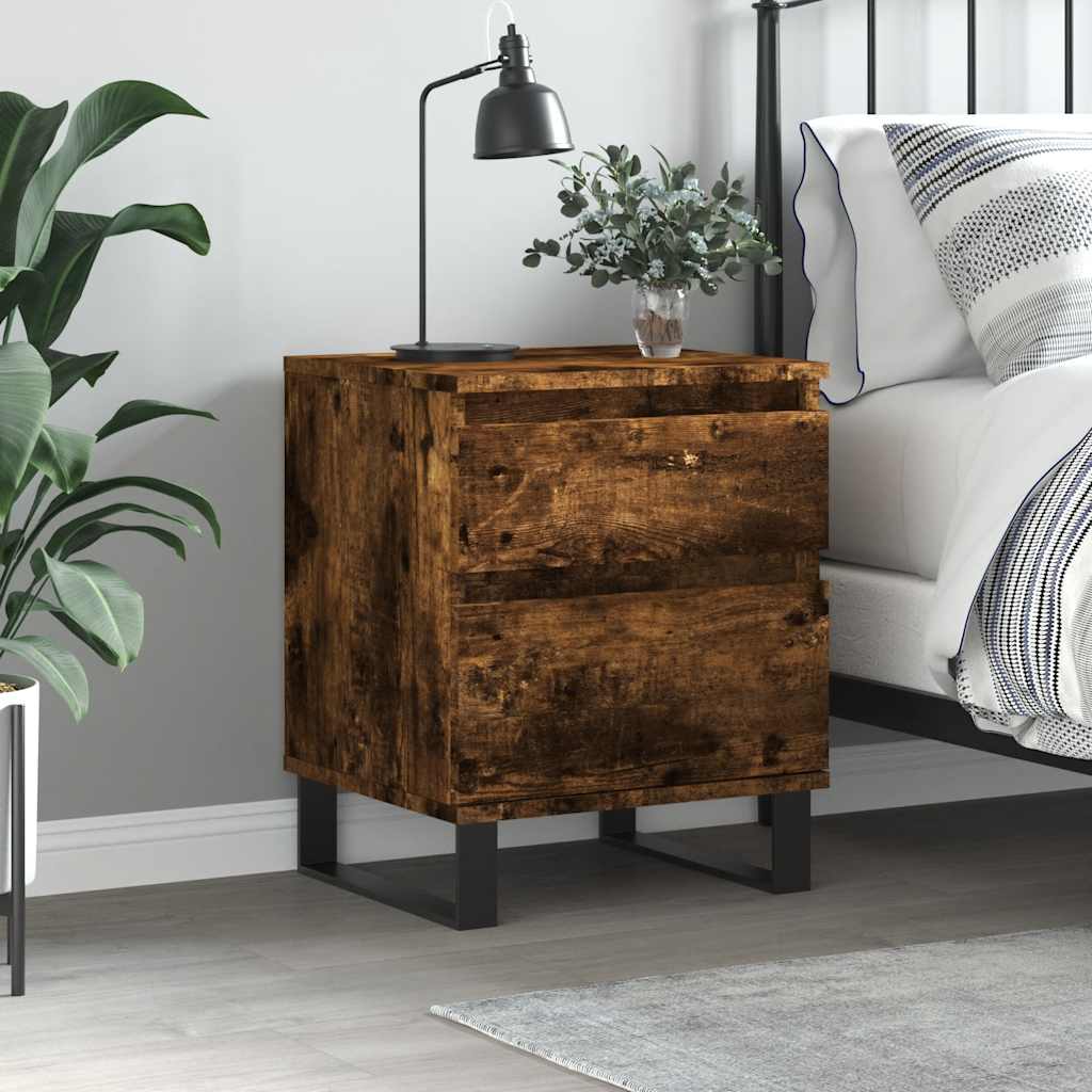 vidaXL Bedside Cabinet Smoked Oak 40x35x50 cm Engineered Wood 1