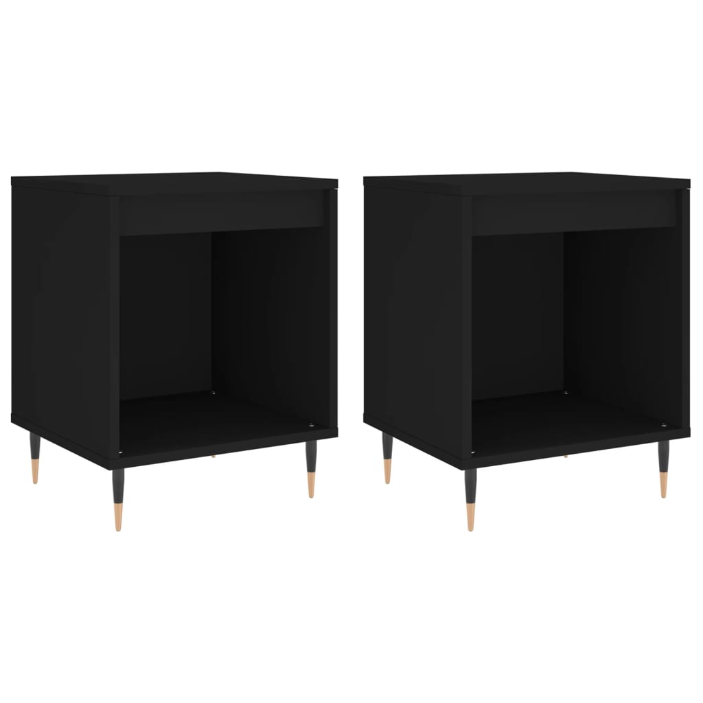 vidaXL Bedside Cabinets 2 pcs Black 40x35x50 cm Engineered Wood 2