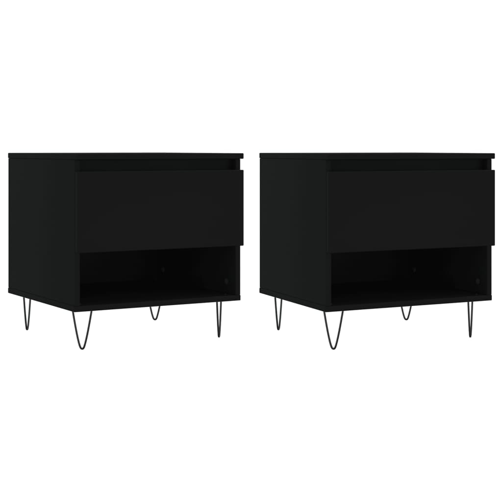 vidaXL Coffee Tables 2 pcs Black 50x46x50 cm Engineered Wood 2