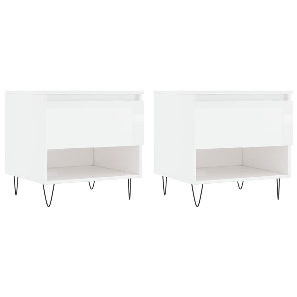 vidaXL Coffee Tables 2 pcs High Gloss White 50x46x50 cm Engineered Wood 2