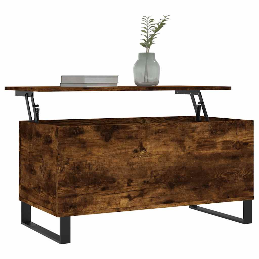 vidaXL Coffee Table Smoked Oak 90x44.5x45 cm Engineered Wood 3