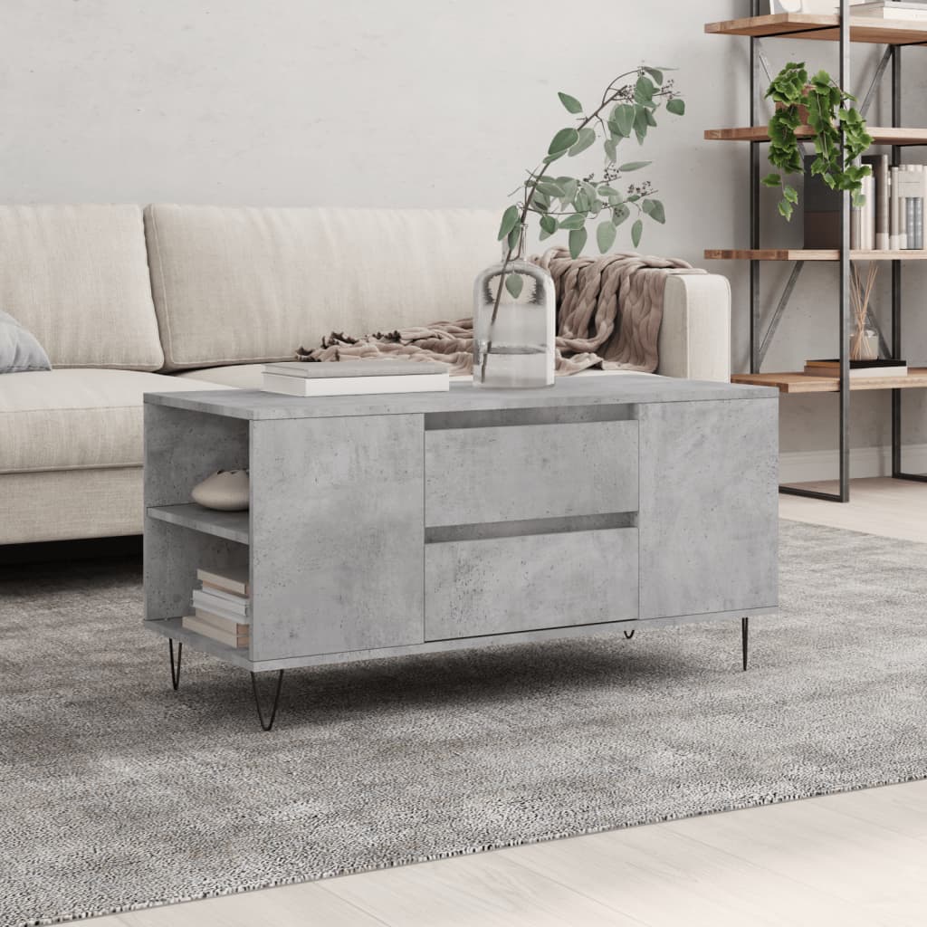 vidaXL Coffee Table Concrete Grey 102x44.5x50 cm Engineered Wood 1