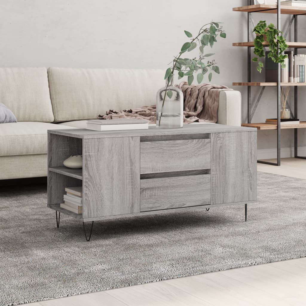 vidaXL Coffee Table Grey Sonoma 102x44.5x50 cm Engineered Wood 1