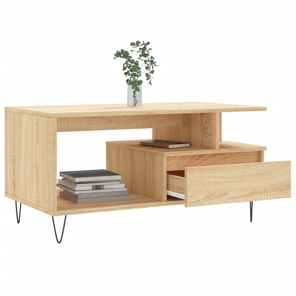 vidaXL Coffee Table Sonoma Oak 90x49x45 cm Engineered Wood 4