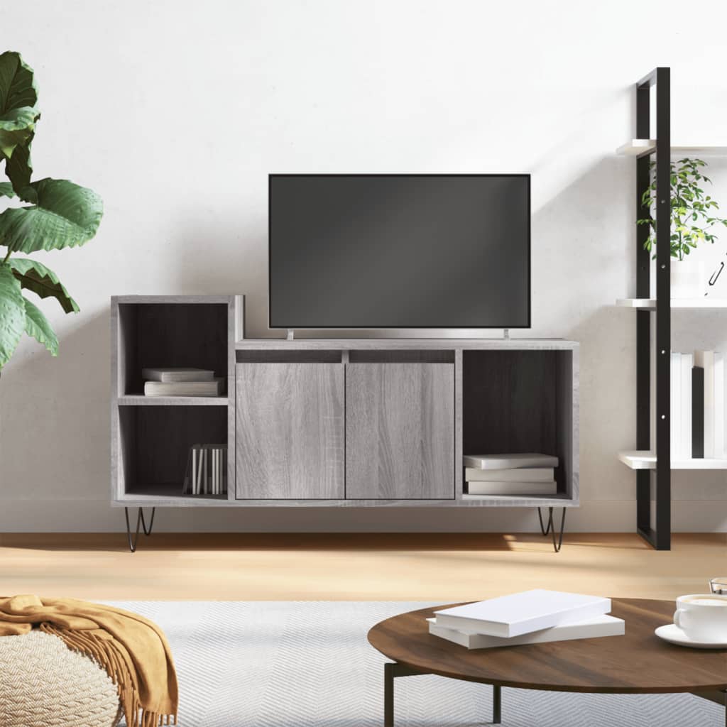 vidaXL TV Cabinet Grey Sonoma 100x35x55 cm Engineered Wood 1