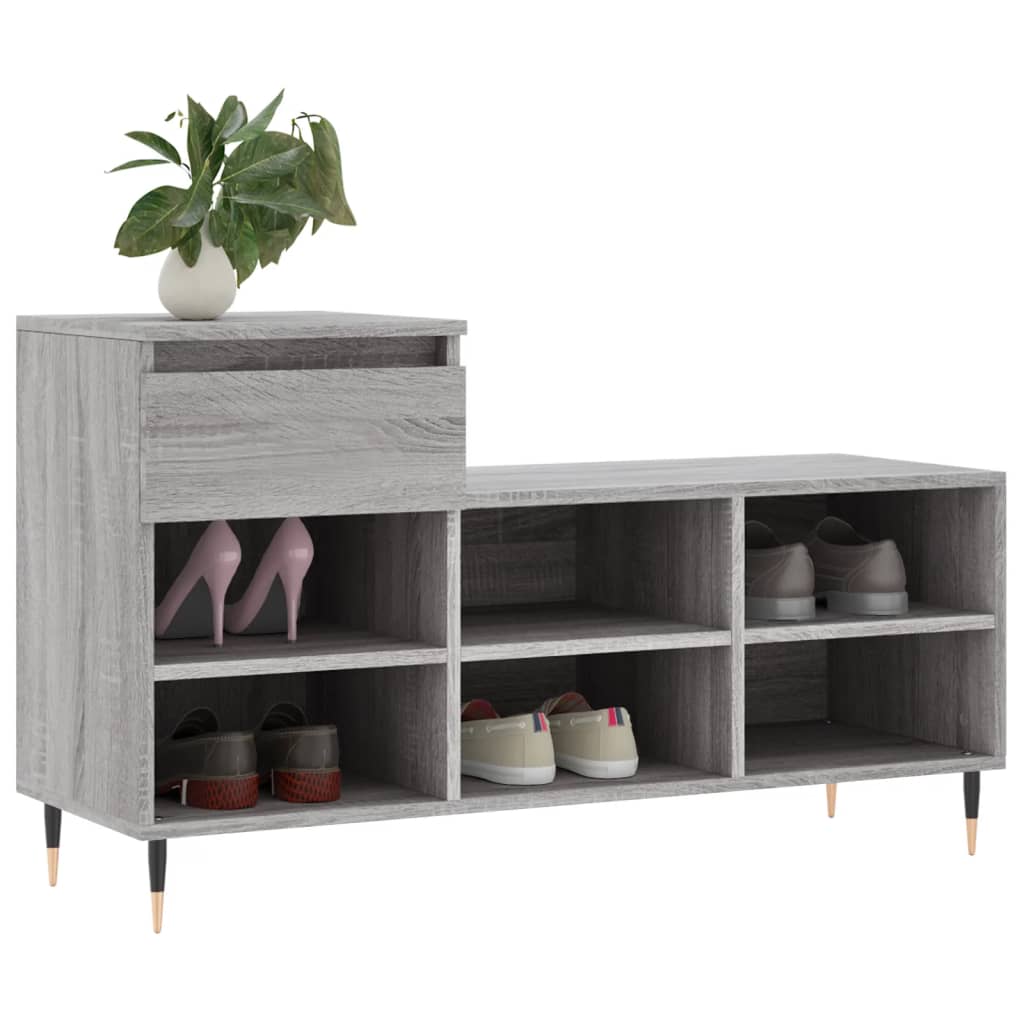 vidaXL Shoe Cabinet Grey Sonoma 102x36x60 cm Engineered Wood 3