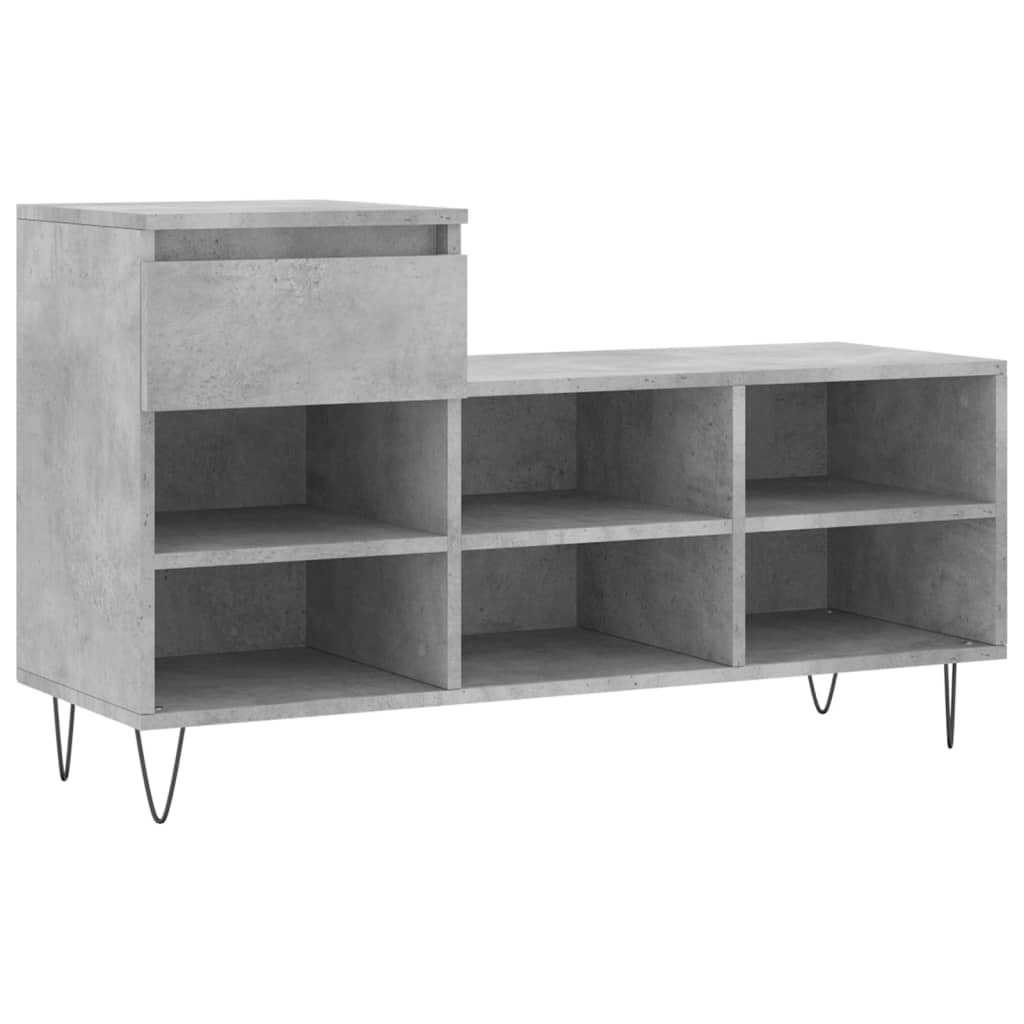 vidaXL Shoe Cabinet Concrete Grey 102x36x60 cm Engineered Wood 2