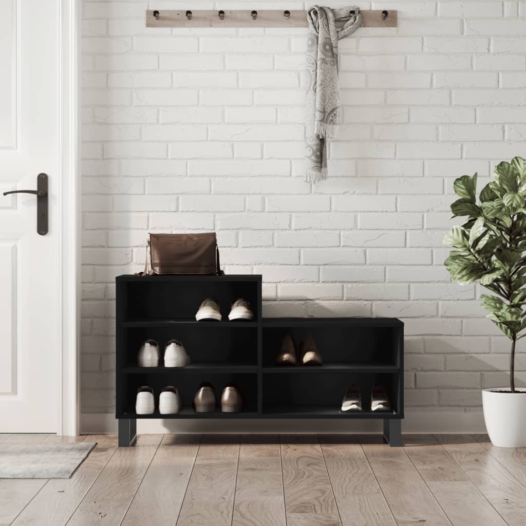 vidaXL Shoe Cabinet Black 102x36x60 cm Engineered Wood 1