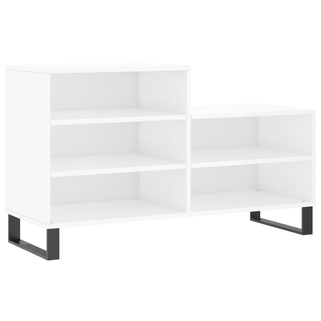 vidaXL Shoe Cabinet High Gloss White 102x36x60 cm Engineered Wood 2