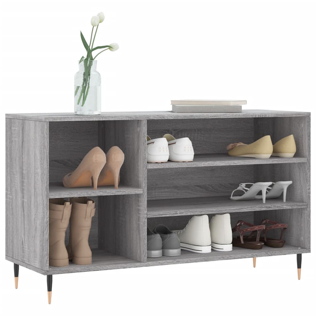 vidaXL Shoe Cabinet Grey Sonoma 102x36x60 cm Engineered Wood 3