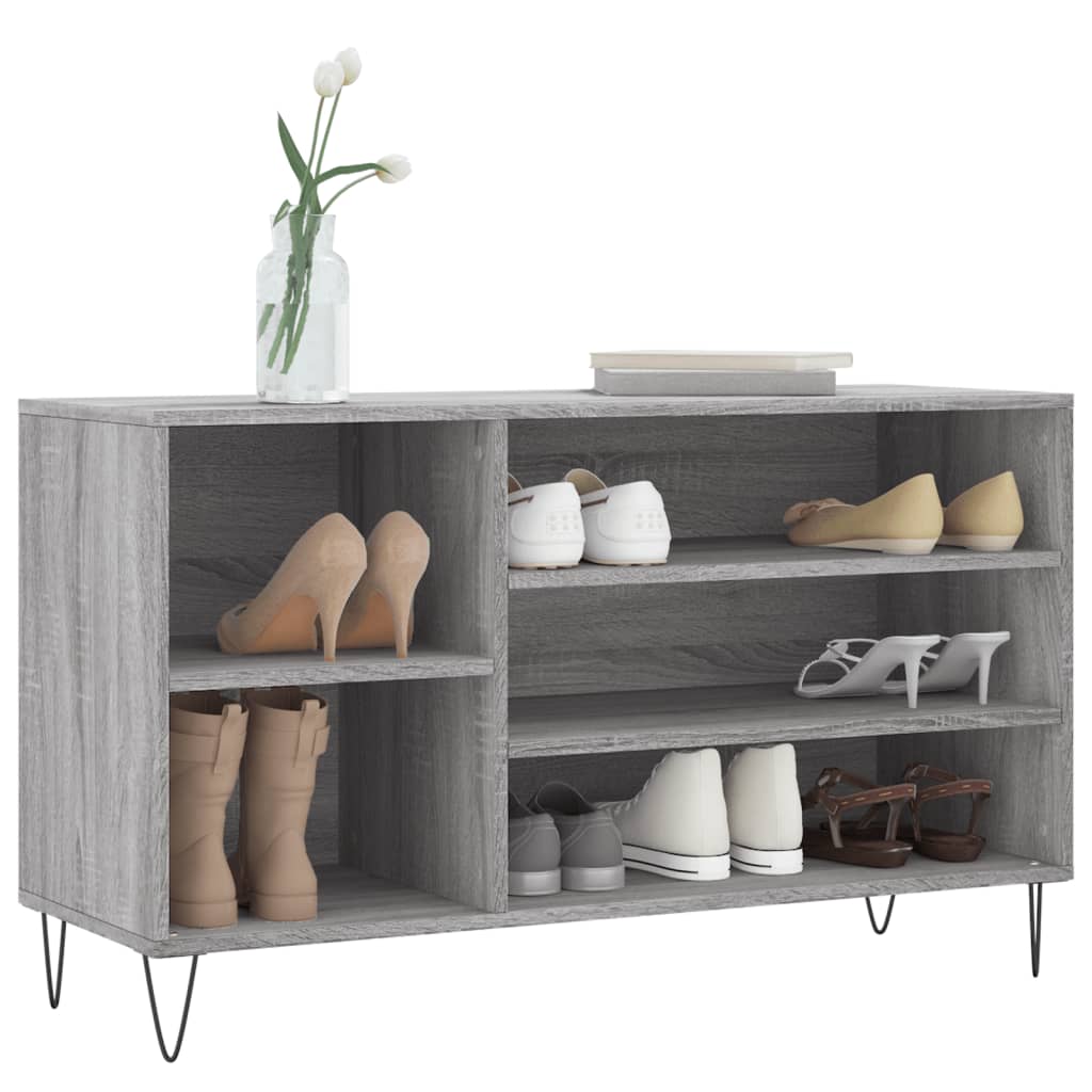 vidaXL Shoe Cabinet Grey Sonoma 102x36x60 cm Engineered Wood 3