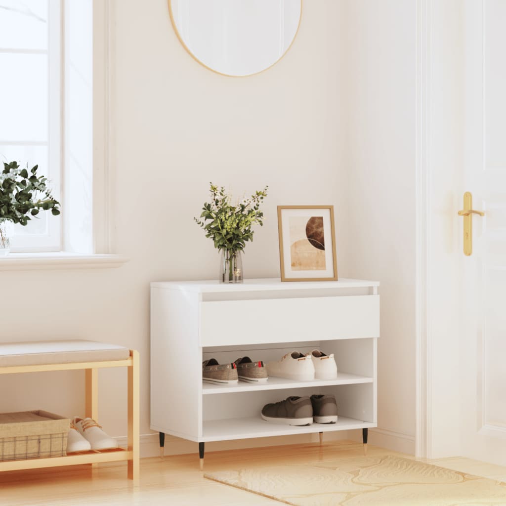 vidaXL Shoe Cabinet White 70x36x60 cm Engineered Wood 1