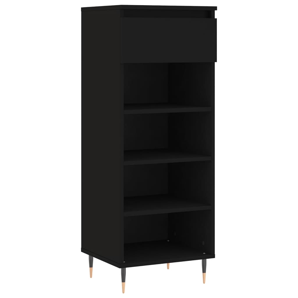 vidaXL Shoe Cabinet Black 40x36x105 cm Engineered Wood 2