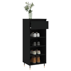 vidaXL Shoe Cabinet Black 40x36x105 cm Engineered Wood 4