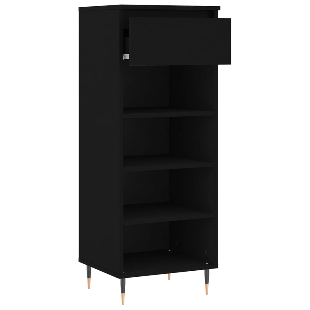 vidaXL Shoe Cabinet Black 40x36x105 cm Engineered Wood 6
