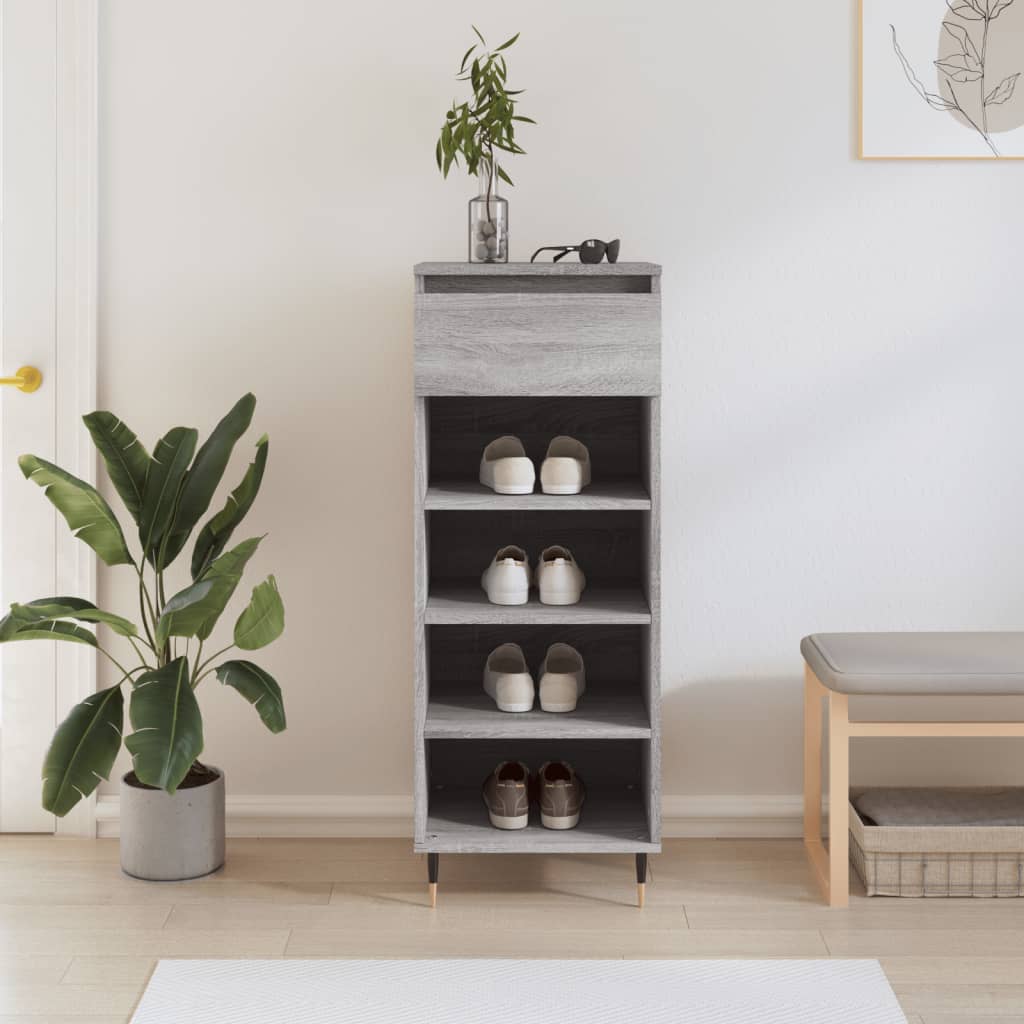 vidaXL Shoe Cabinet Grey Sonoma 40x36x105 cm Engineered Wood 1