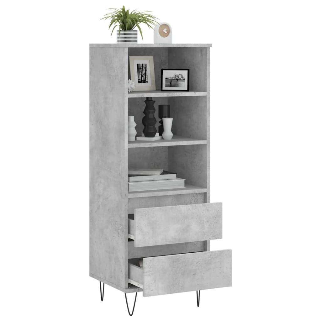 vidaXL Highboard Concrete Grey 40x36x110 cm Engineered Wood 4