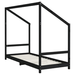 vidaXL Kids Bed Frame Black 80x200 cm Solid Wood Pine 6