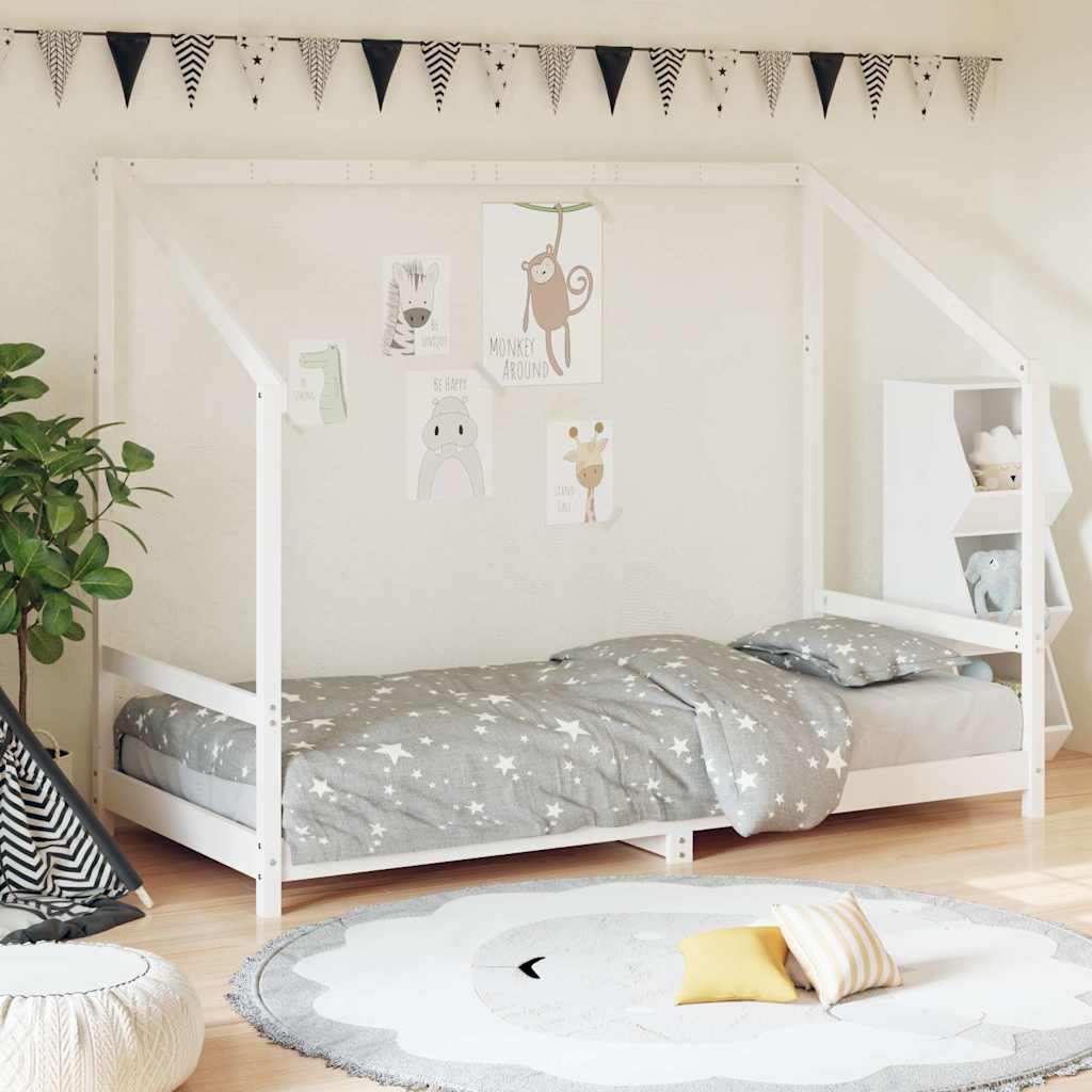 vidaXL Kids Bed Frame White 90x190 cm Solid Wood Pine 1