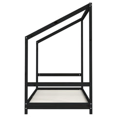 vidaXL Kids Bed Frame Black 90x190 cm Solid Wood Pine 5